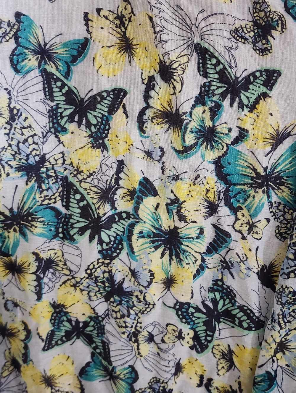 Lightweight Butterfly & Floral Scarves - Blue, Yellow, White Set Of 2 - Picture 9 of 10